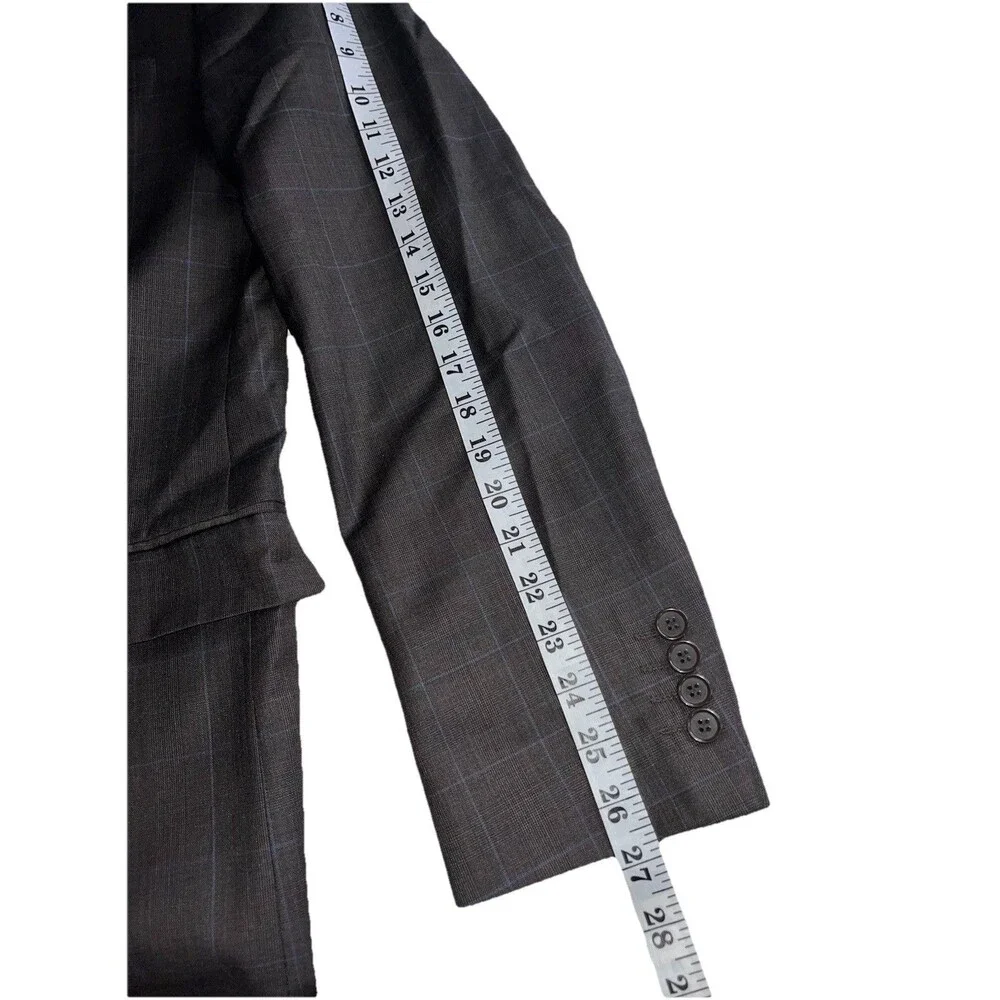 NWOT Combatant Gentleman Mens 44L Blazer Windowpane Check Slim Wool Sport Coat